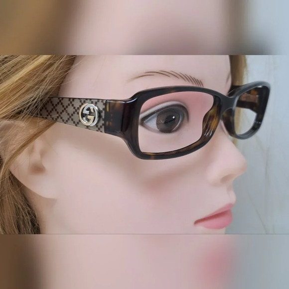 Gucci Eye Glasses Frames Havana Monogram Rectangle Logo Italy GG 3184 53-14-130 - Picture 1 of 14